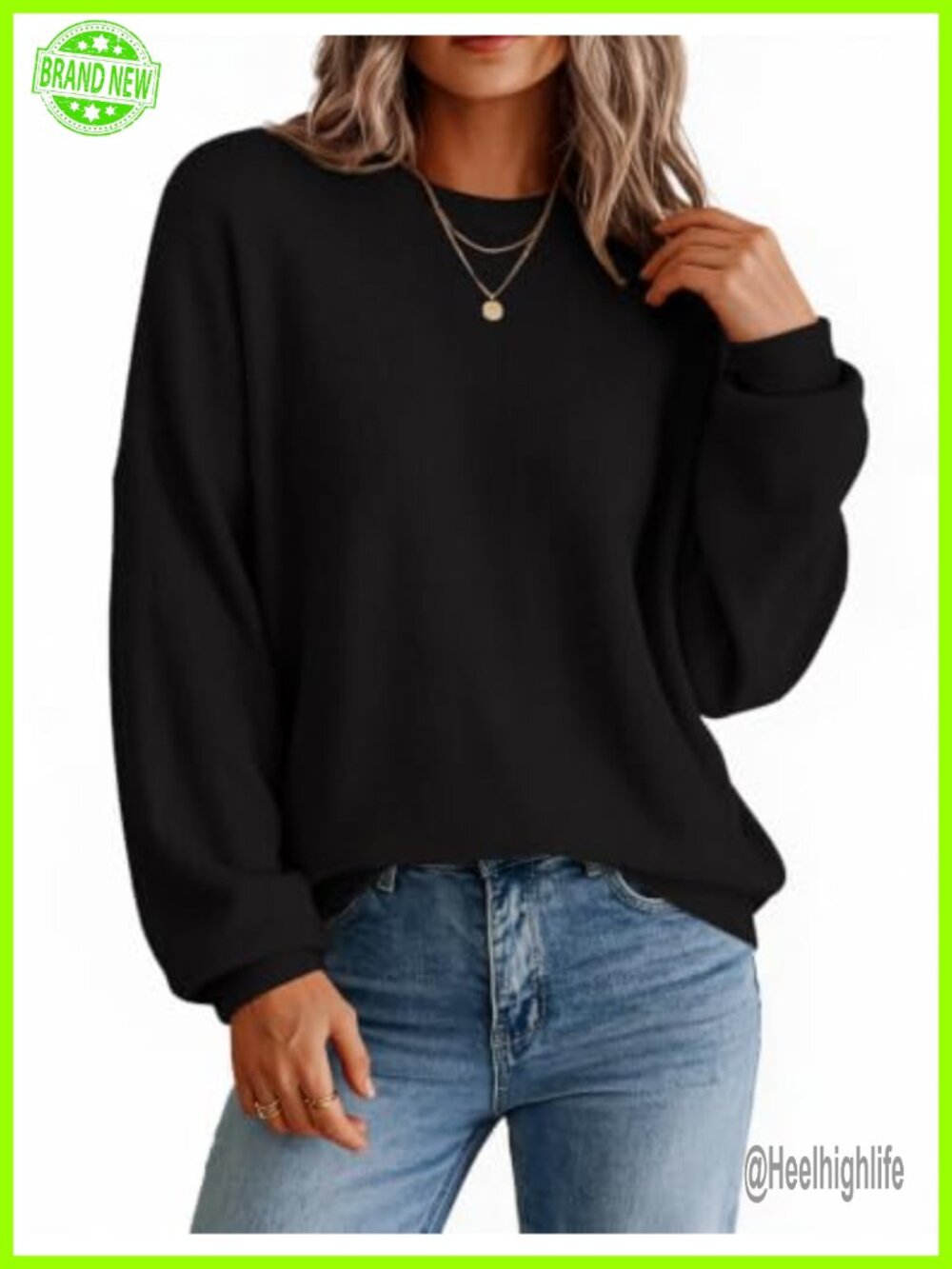 Oversized Crewneck Knit Sweater Long Sleeve Pullover Fall Winter Casual